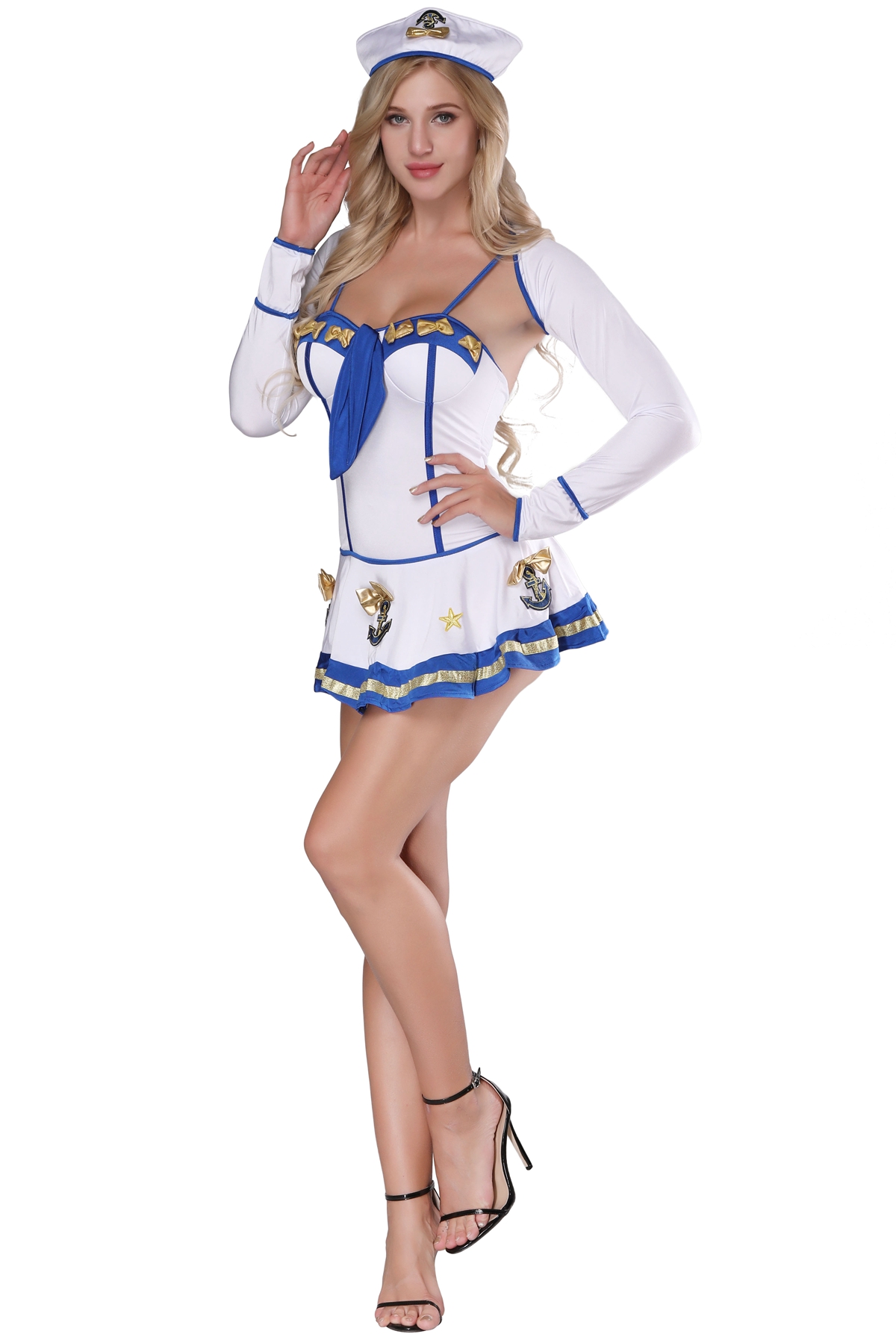 NF1189A Womens Sailor Costume Sexy Sailor Halloween Costume Captain Dress